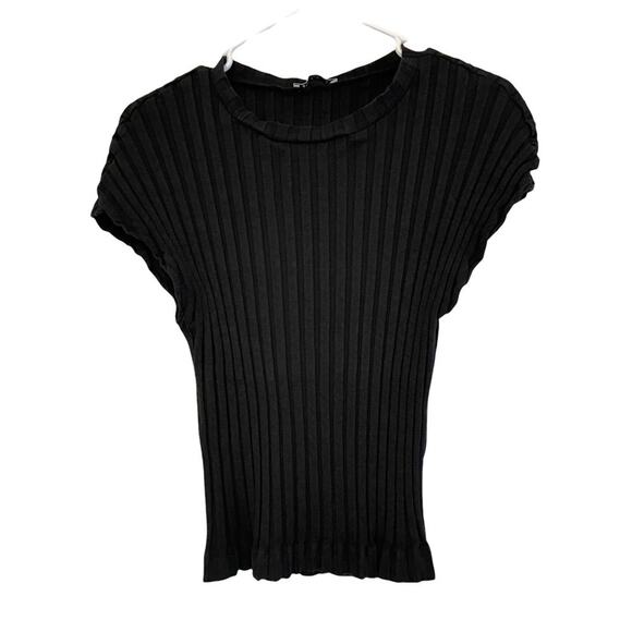 Zara Black Ribbed Top Size Medium - Picture 5 of 5